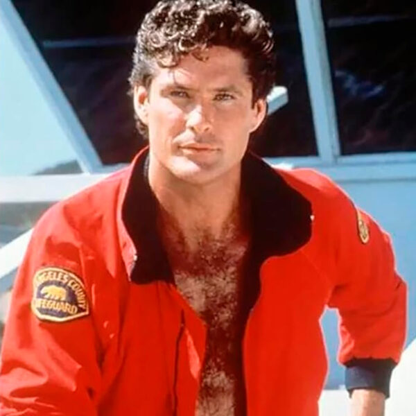 Cartaxis Mens David HOT RED Hasselhoff Beach Style Baywatch Life Guard Bomber Cotton Jacket - Image 2