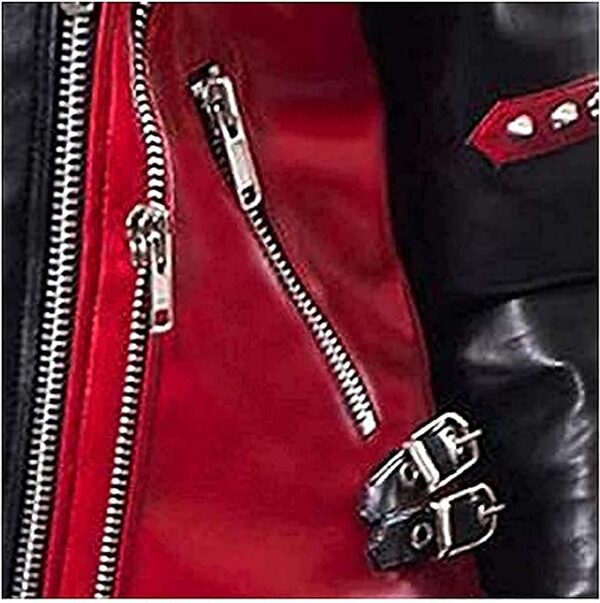 Cartaxis Edgy Women’s Red and Black Inspired Harley Hoodie, Trendy Celebrity Quinn Stylish Cotton Biker Jacket - Image 6