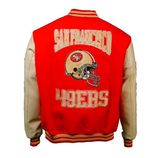 Cartaxis NFL American San Francisco 49ers Football Sports Varsity Red Jacket with Faux Leather Sleeves Iconic Patches - Image 2