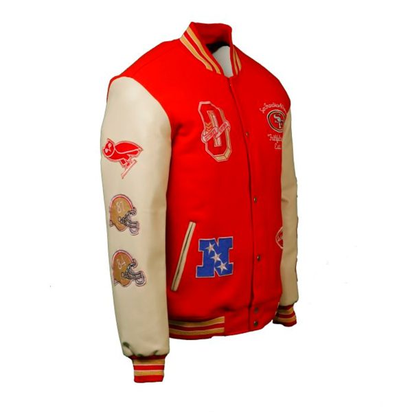 Cartaxis NFL American San Francisco 49ers Football Sports Varsity Red Jacket with Faux Leather Sleeves Iconic Patches - Image 7