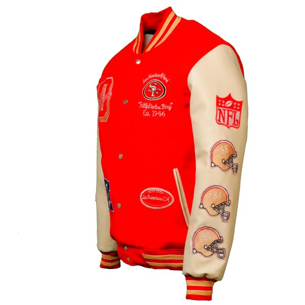 Cartaxis NFL American San Francisco 49ers Football Sports Varsity Red Jacket with Faux Leather Sleeves Iconic Patches - Image 8