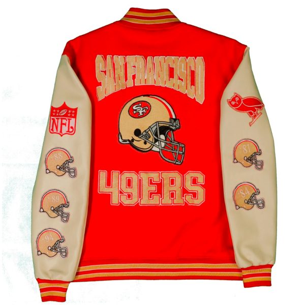 Cartaxis NFL American San Francisco 49ers Football Sports Varsity Red Jacket with Faux Leather Sleeves Iconic Patches - Image 11