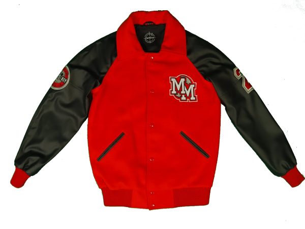 Cartaxis Michael Jackson Mickey Mouse Varsity Jacket, Red and Black Wool Blend with Black Leather Sleeves - Image 5