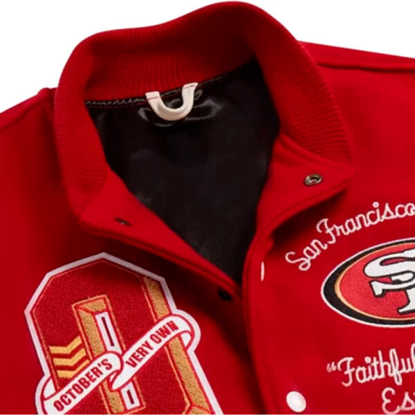 Cartaxis NFL American San Francisco 49ers Football Sports Varsity Red Jacket with Faux Leather Sleeves Iconic Patches - Image 4