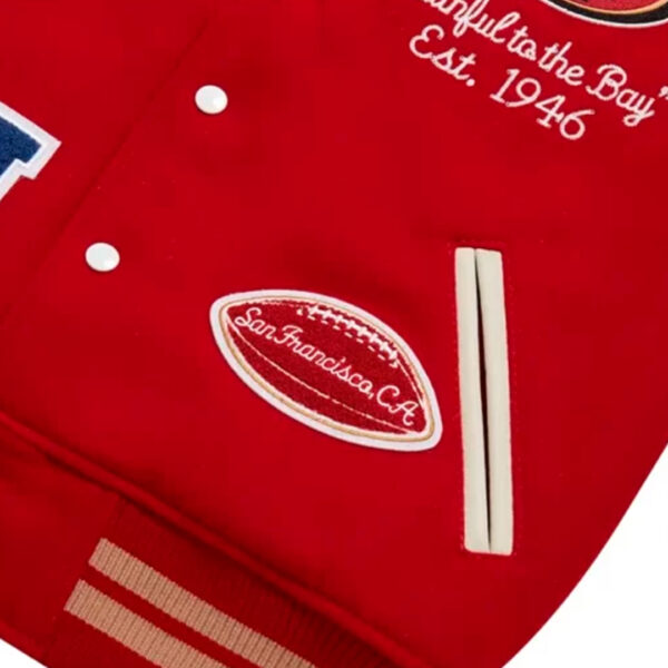 Cartaxis NFL American San Francisco 49ers Football Sports Varsity Red Jacket with Faux Leather Sleeves Iconic Patches - Image 5