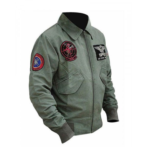 Cartaxis Men’s Maverick Top Gun 2 Mitchell Pete Green Bomber Jacket, Tom Cruise Aviator Style Cotton Jacket, Vintage Style - Image 4