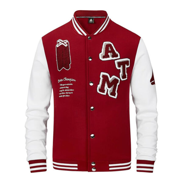 Cartaxis Men's Varsity Jacket Vintage Baseball Button Jackets Long Sleeve for Men