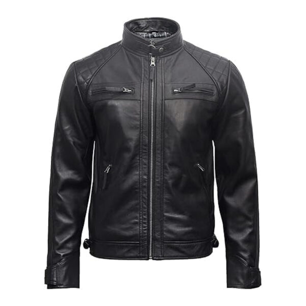 Cartaxis Vincent Men Vintage Cafe Racer Moto Quilted Leather Jacket, Distressed Motorcycle Stylish Biker Classic Style