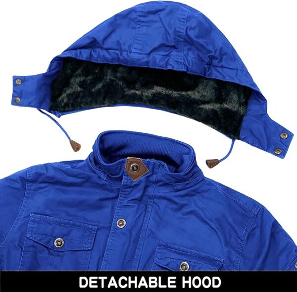 Cartaxis Men's Thick Winter Jackets with Hood Fleece Lining Cotton Military Jackets - Image 7