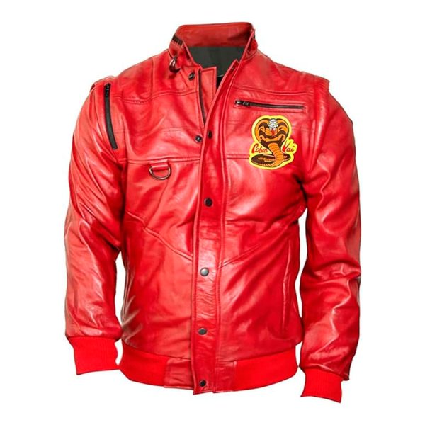 Cartaxis Cobra Kid Kai Karate Inspired Leather Bomber Jacket, Inspired Costume Lawrence Vibe Johnny Style Jacket