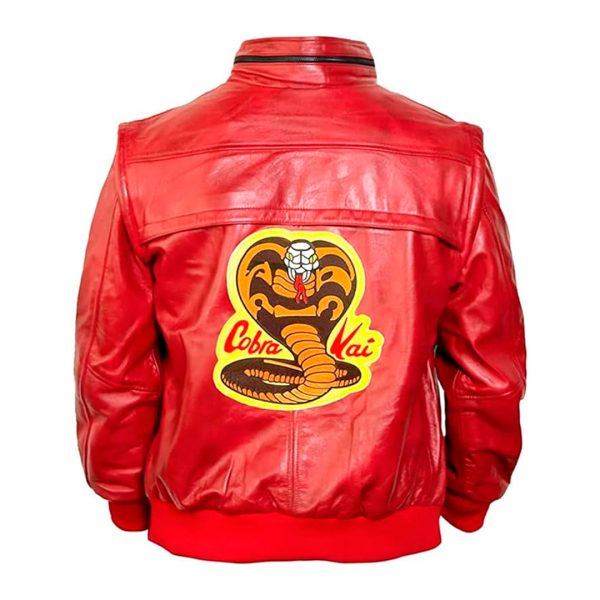 Cartaxis Cobra Kid Kai Karate Inspired Leather Bomber Jacket, Inspired Costume Lawrence Vibe Johnny Style Jacket - Image 3