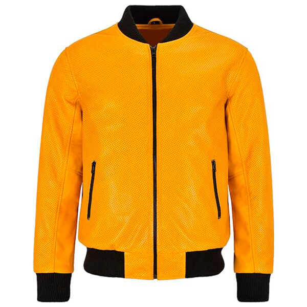 Cartaxis Luxurious Yellow Bomber Jacket for Men - Elegant Medallion Design