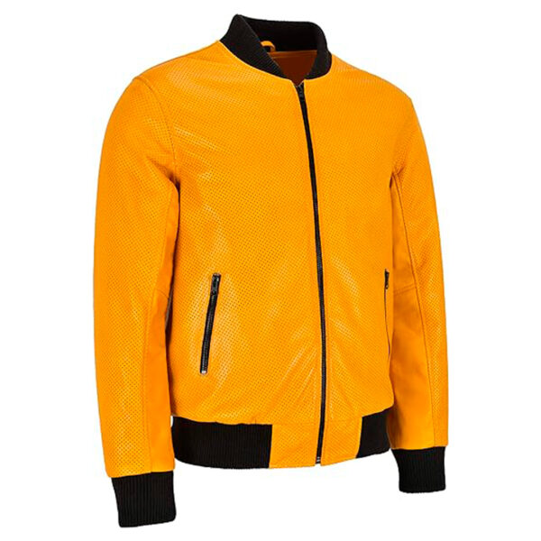 Cartaxis Luxurious Yellow Bomber Jacket for Men - Elegant Medallion Design - Image 5