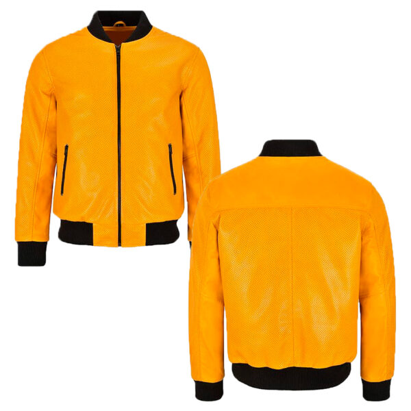 Cartaxis Luxurious Yellow Bomber Jacket for Men - Elegant Medallion Design - Image 2