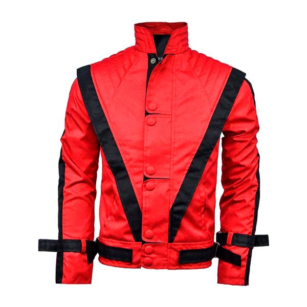 Cartaxis Men's Iconic MJ Red Leather Jacket, Deborah Designed Thriller