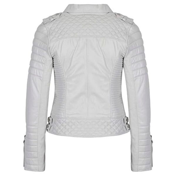 Cartaxis Distinctive White Quilted Men's Biker Jacket - Image 2