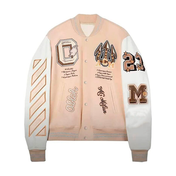 Cartaxis Fashion A-C-M Off White Varsity Jacket, Handmade College Club Wool Bomber Jacket - Image 6