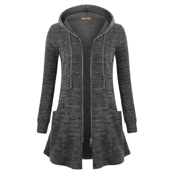 Cartaxis Womens Zip Up Long Hoodie Jacket Lightweight Tunic Sweatshirt Open Front Cardigan