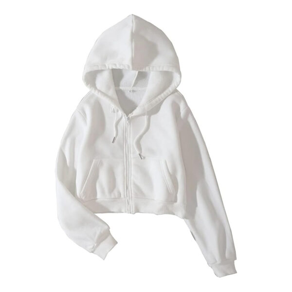 Cartaxis Women Fleece Full Zip Up Cropped Hoodie Sweatshirt 90s Long Sleeve Drawstring Hooded Crop Jacket Top with Pockets