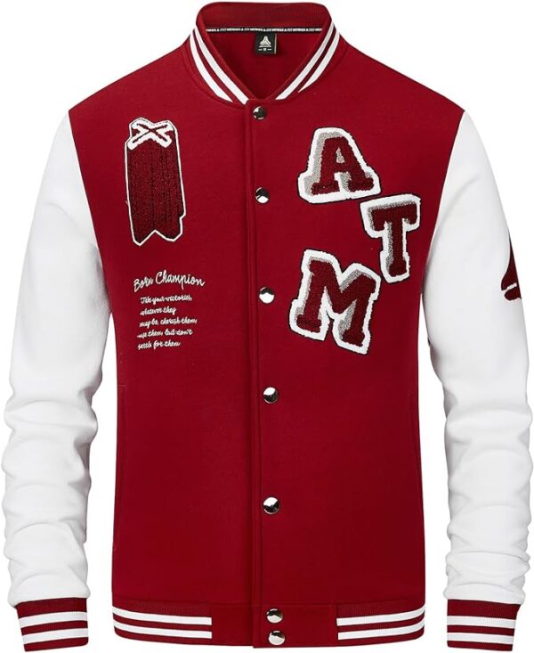 Cartaxis Men's Varsity Jacket Vintage Baseball Button Jackets Long Sleeve for Men - Image 2