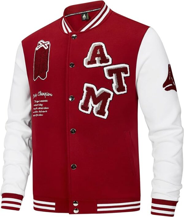 Cartaxis Men's Varsity Jacket Vintage Baseball Button Jackets Long Sleeve for Men - Image 3