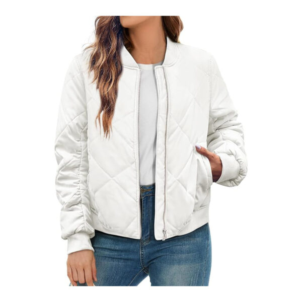 Cartaxis Diamond Quilted Jackets Lightweight Zip Up Ladies Fall Winter Raglan Bomber Jacket Coat With Pockets