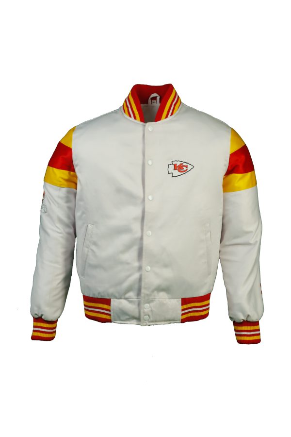 Men's Starter White Kansas City Chiefs Satin Full-Snap Varsity Jacket