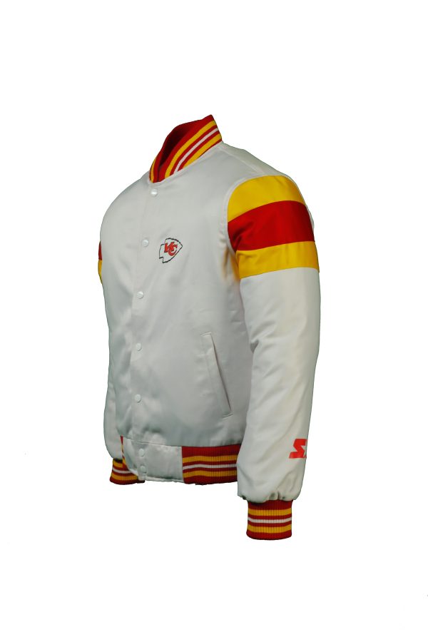 Men's Starter White Kansas City Chiefs Satin Full-Snap Varsity Jacket - Image 4