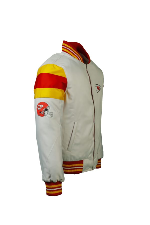 Men's Starter White Kansas City Chiefs Satin Full-Snap Varsity Jacket - Image 3