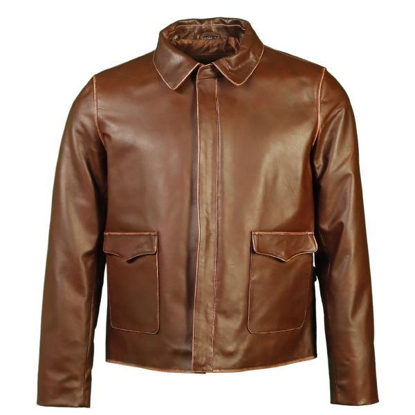 Lost Ark of The Raiders Distressed Leather Jacket - Men’s Harrison Adventure Bomber Coat