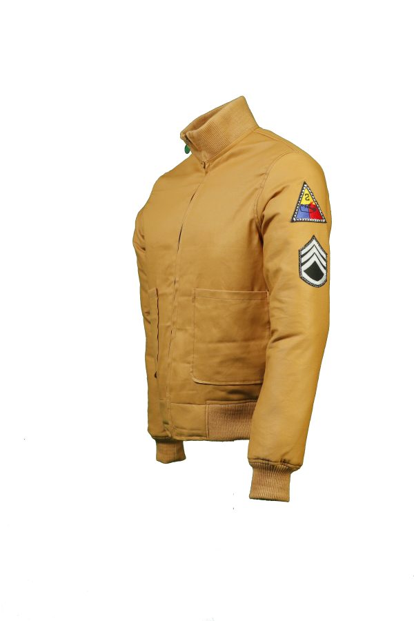 Brad Fury Pitt Tanker Jacket, WW2 US Military Wartime Era Bomber Jacket, American Army Commander Slim Fit Jacket - Image 7