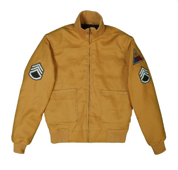 Brad Fury Pitt Tanker Jacket, WW2 US Military Wartime Era Bomber Jacket, American Army Commander Slim Fit Jacket - Image 2