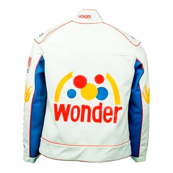 Ricky Wonder Bobby Racing Jacket, Blue Red and White Jacket with multiple patches - Image 2