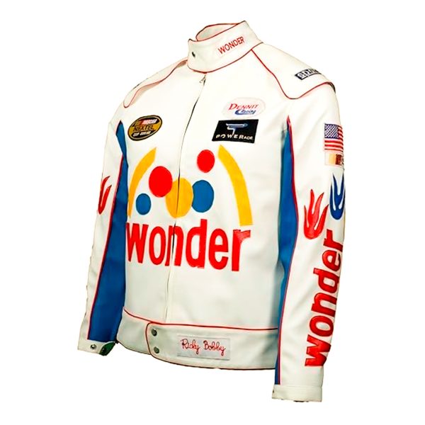 Ricky Wonder Bobby Racing Jacket, Blue Red and White Jacket with multiple patches - Image 4