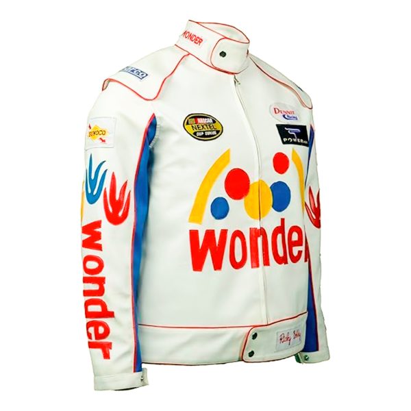 Ricky Wonder Bobby Racing Jacket, Blue Red and White Jacket with multiple patches - Image 5