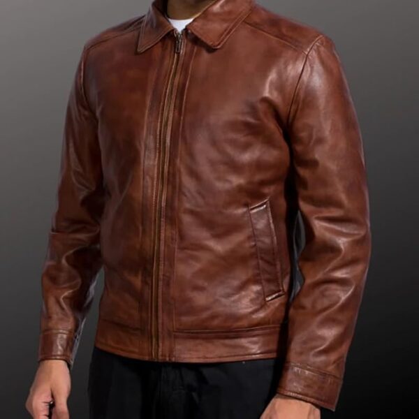 Men's Leather Moto Jacket in Rich Brown – Sleek Modern Look with Premium Stitching and Durable Style - Image 5