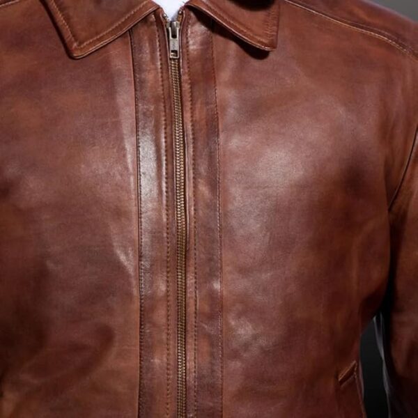 Men's Leather Moto Jacket in Rich Brown – Sleek Modern Look with Premium Stitching and Durable Style - Image 2