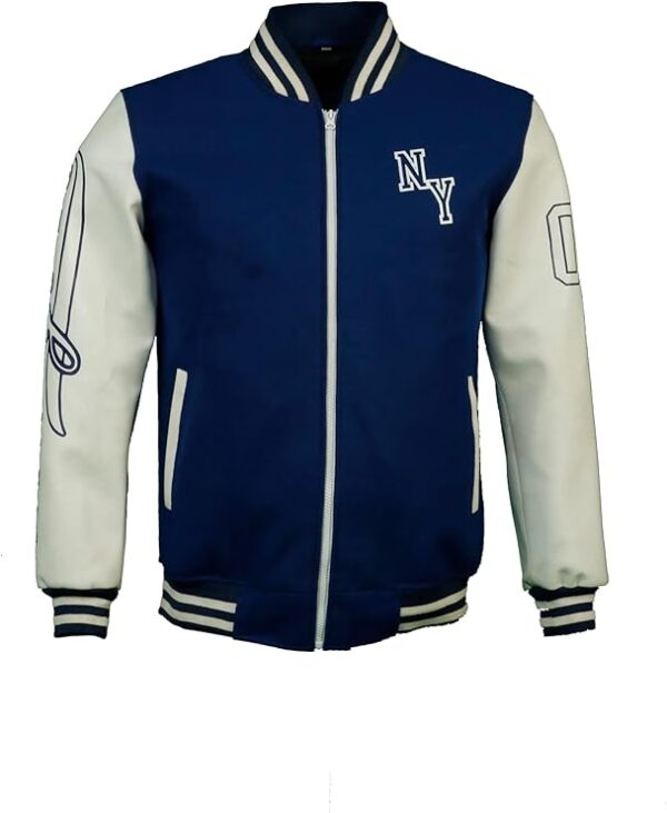 Stylish NY Bomber Baseball Varsity Yanks Unique Design Jacket with Faux Leather Sleeves and multiple patches - Image 6