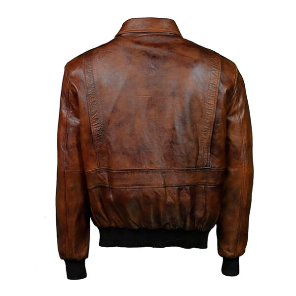 Men's A2 Aviator WWII Pilot Leather Jacket , Air Force Cockpit Brown Bomber Jacket. - Image 6