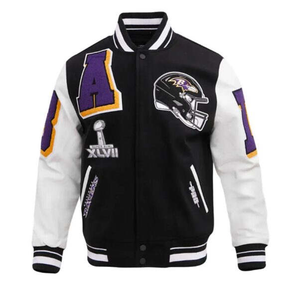 Men's Pro Standard Black Baltimore Ravens Mash Up Full-Zip Varsity Jacket